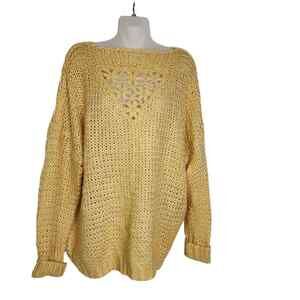 Plush Boutique Womens Sweater Small Medium Oversized Chunky Knit Crochet Floral